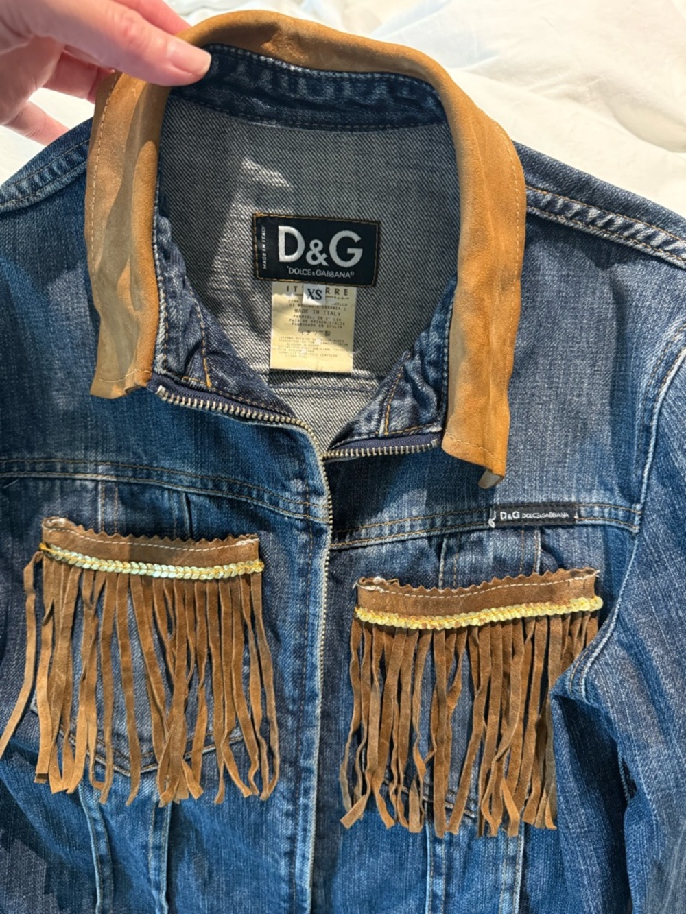 Dolce & Gabbana D&G Denim Fringe Jacket Made in Italy XS 💙